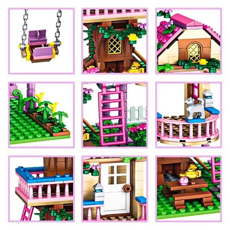 Yiran toy Friends Stadt Baumhaus Sommerurlaub Villa Schloss Bausteine Set 504 Teile - Bild 2
