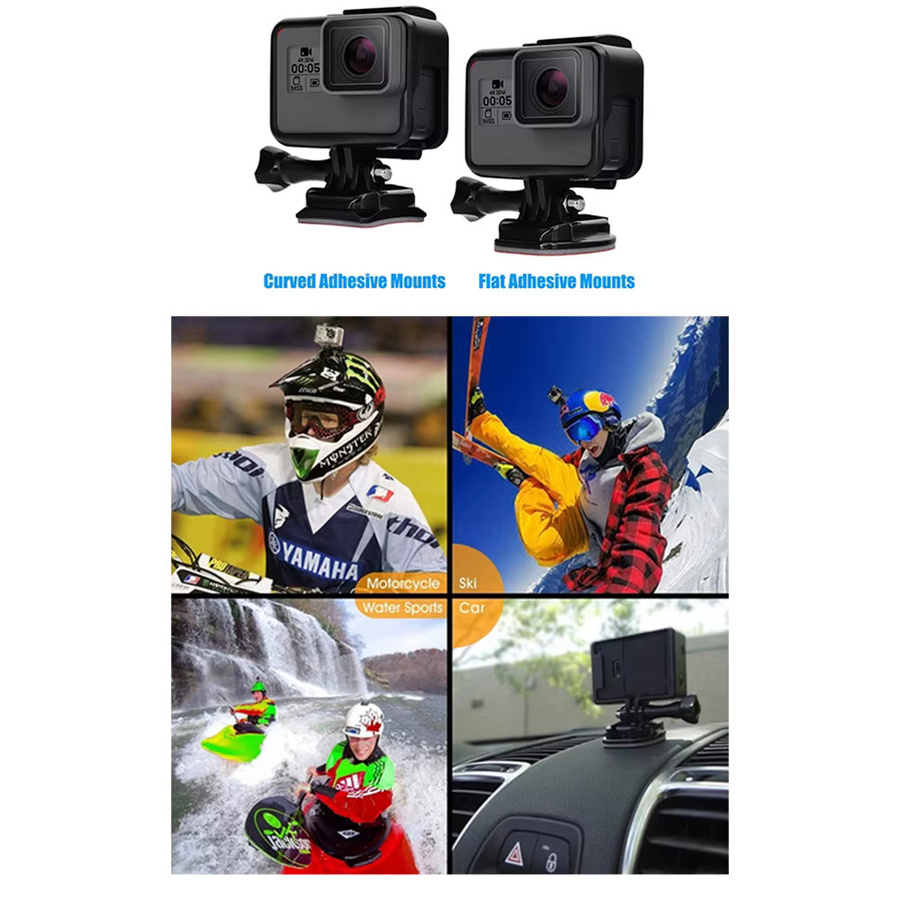 EXSKOF Helm Mount Adapter mit J-Haken Basis und Schraube für GoPro Hero 13 12 11 10 9, AKASO, SJCAM, Insta360 und DJI Osmo Action Kameras, Schwarz - Bild 4