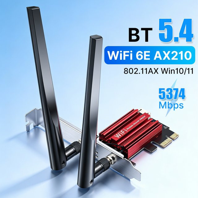 Fenvi WiFi 6E AX210 PCIe WLAN-Adapter mit Bluetooth 5.4, Tri-Band Dual-Band Netzwerkkarte für 2,4 GHz, 5 GHz und 6 GHz, kompatibel mit Windows 10 und 11 - Bild 1