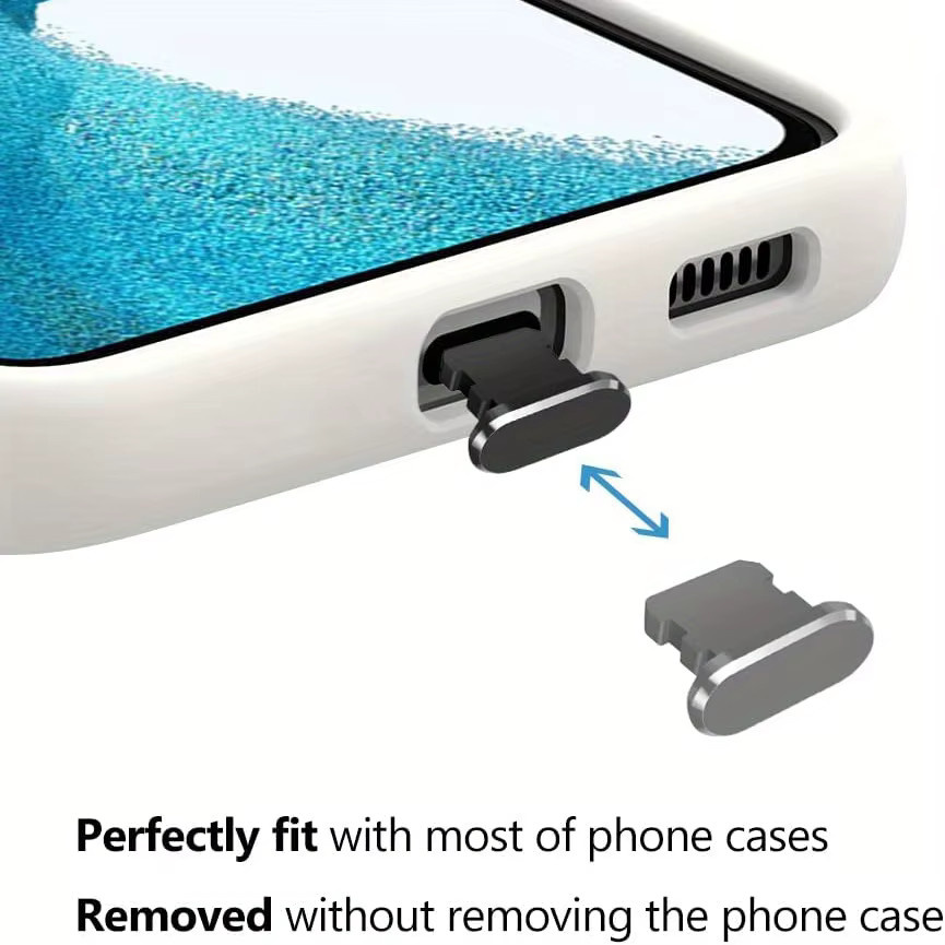 5 Stück Lightning Port Staubschutzhüllen in Schwarz für iPhone 14/13/12/11-Serie, AirPods und iPads - Bild 3