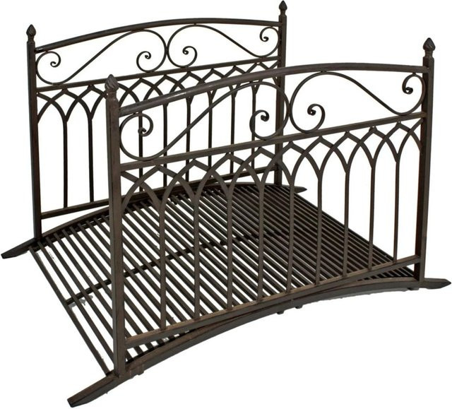 DELUKE Gartenbrücke SEOUL aus Stahl mit Geländer in Antik-Optik, Farbe Braun-Schwarz, B/H/T: 91 x 136 x 80 cm - Bild 1