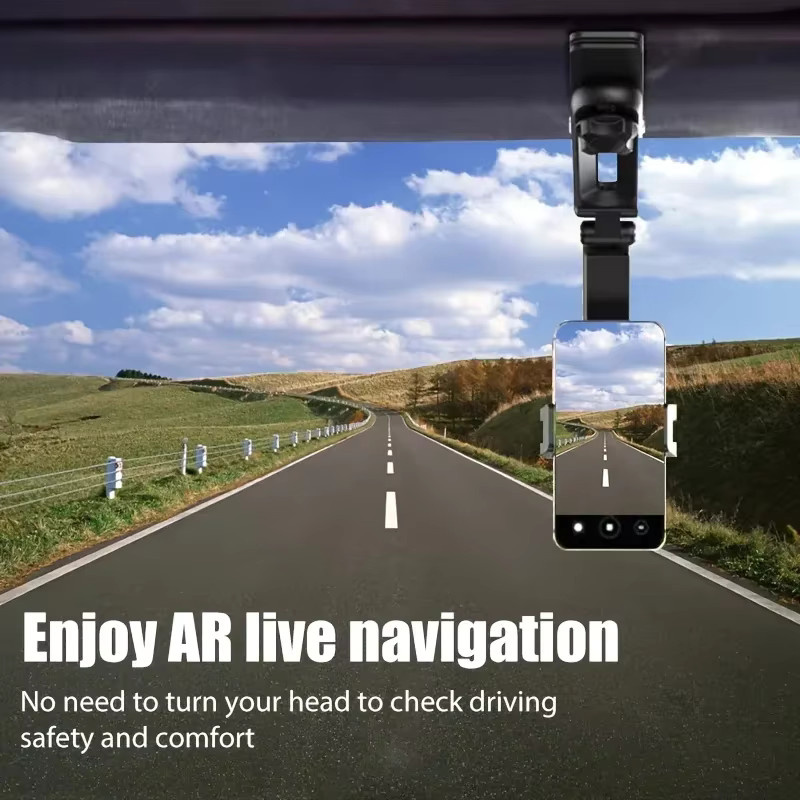Multifunktionaler Autotelefonhalter für Rückspiegel mit 360 Grad Drehung, Sitzclip-Halterung für Mobiltelefone und GPS von 4,0 bis 6,1 Zoll in Schwarz oder Grau - Bild 3