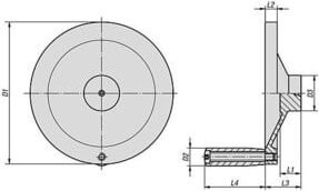KIPP Scheibenhandrad mit Zentrierbohrung D1=76,2 mm aus Edelstahl 1.4301 blank in Silber/Grau - Bild 1