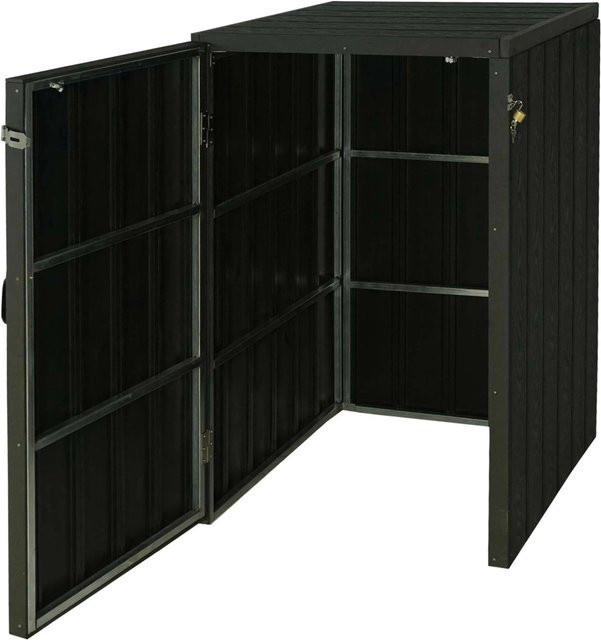 Proregal XL Mülltonnenverkleidung aus WPC und verzinktem Stahl in Anthrazit, H x B x T: 117 x 80 x 105 cm - Bild 1