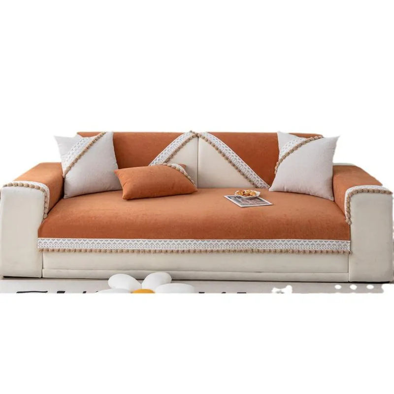 Sofakissen Super Six aus rutschfestem Chenille mit Fellbommeln im Boho-Stil, B/B/H: 70 x 70 x 70 cm - Bild 2