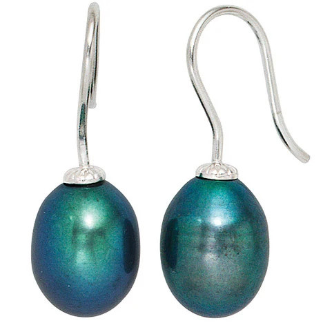 Colfem Ohrhänger 925 Sterling Silber, dunkle Süßwasser Perlen, Damen - Bild 1