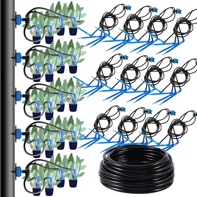 Automatisches Bewässerungssystem-Kit mit 4-Wege-Tropfpfeilen für Gewächshaus und Garten, 5er-Set, 8l - Bild 1