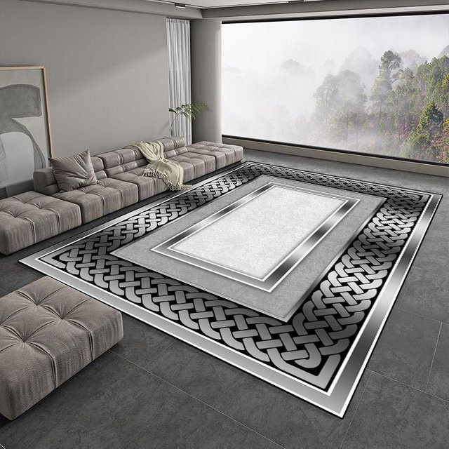 JGJG Teppich in Grau, modern und geometrisch, weich und rutschfest für Wohnzimmer und Schlafzimmer, B x T: 200 x 250 cm - Bild 1