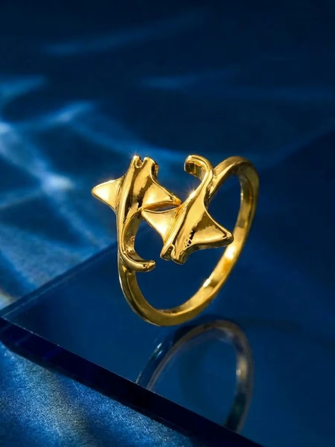 Rinhoo Ring, Eidechse, Grüner Emaille, Gold, Unisex - Bild 3