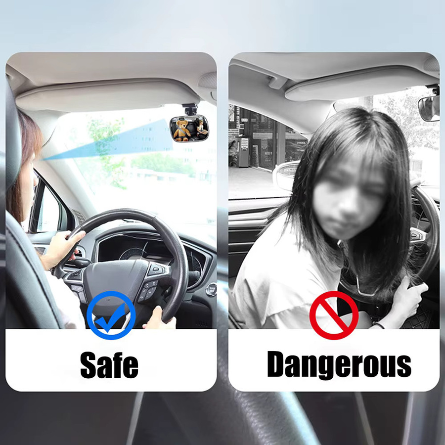 2-in-1 Auto-Rücksitzspiegel für Baby und Kind mit 360-Grad-Drehung und verstellbarer Halterung - Bild 5