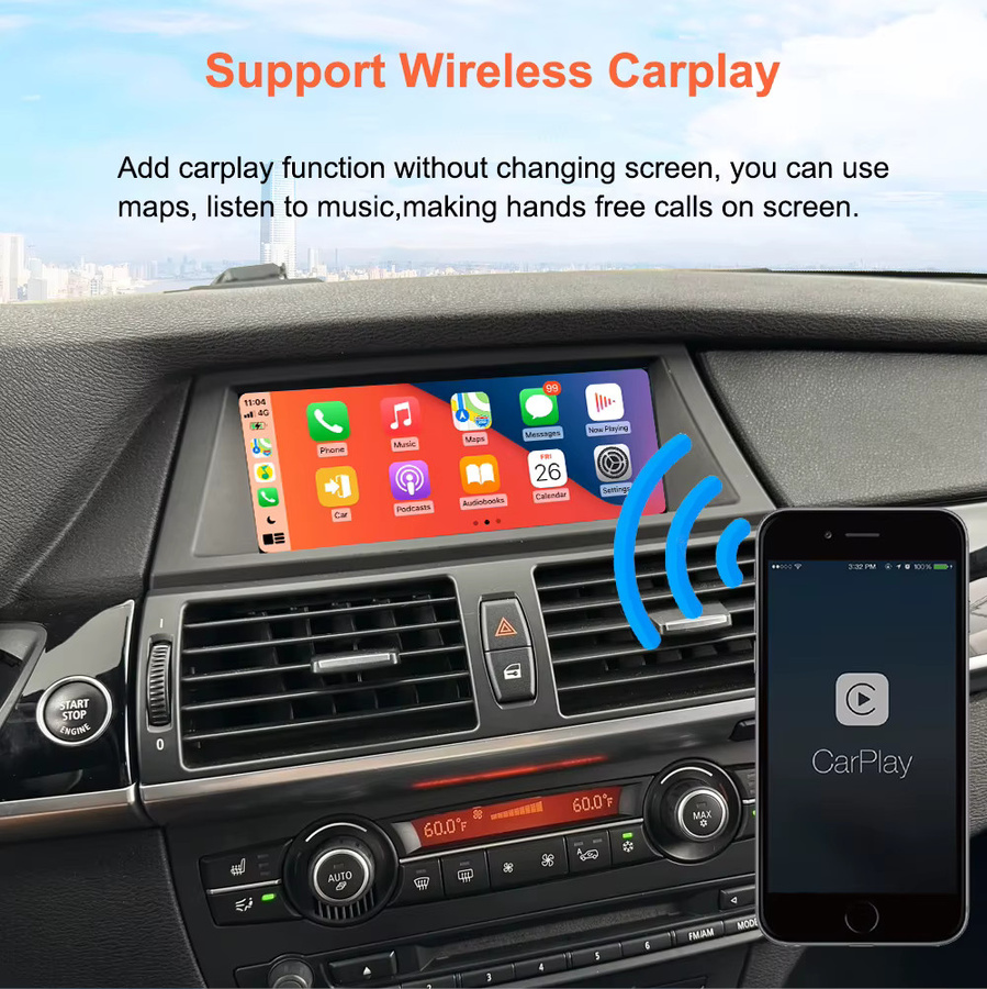 Bonroad Wireless CarPlay und Android Auto Decoder Box für BMW X5 E70, X6 E71 sowie 3er, 5er Serie E60 CCC System mit Airplay und Mirror Link in Schwarz - Bild 3