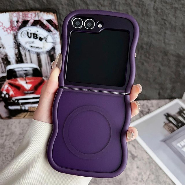 Big Wave Magnetische Matte Hülle für Samsung Galaxy Z Flip 3 4 5 6 5G, Transparent Purple - Bild 1