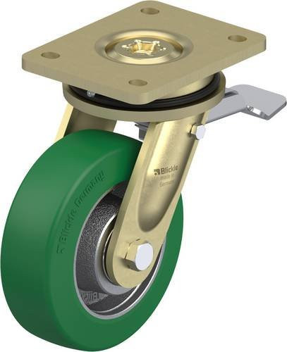 Blickle Lenkrolle LS-GST 150K-ST mit Feststeller in Silber und Grün, Rad-Durchmesser: 150 mm, Tragfähigkeit: 570 kg - Bild 1