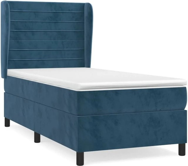 vidaXL Boxspringbett mit Matratze Dunkelblau Samt B/T/H: 80 x 200 cm - Bild 1