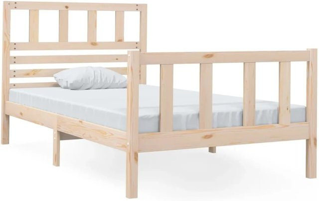 vidaXL Massivholzbett aus Kiefernholz in Braun, rustikaler Stil, B/T/H: 90 x 190 cm - Bild 1