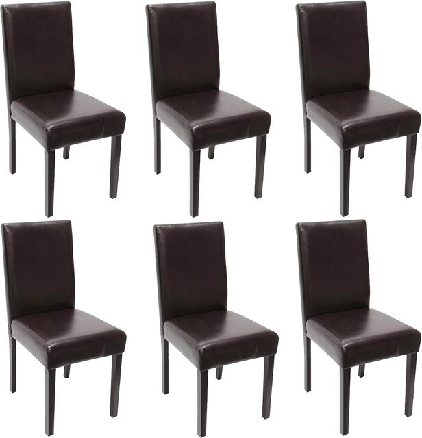 6er-Set MCW Esszimmerstühle Littau aus Leder in Braun mit dunklen Beinen - Bild 1