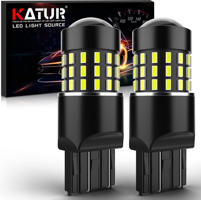 KaTur 2er Set LED-Lampen T20 7443 7440 W21/5W W21W für Tagfahrlicht und Rückfahrlicht in Weiß, Rot und Orange - Bild 1