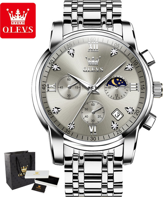 OLEVS Chronograph, Quarz, Gold, Edelstahl, Herren - Bild 1