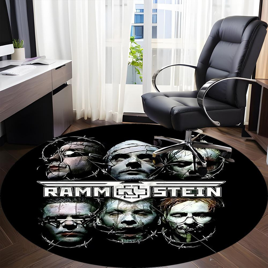 Runder Teppich mit Rammstein Band Logo in Schwarz, Durchmesser: 80 cm, aus Polyester, waschbar und rutschfest - Bild 4