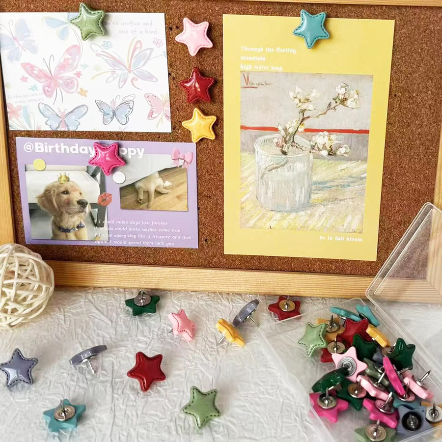 32 Stück Sternförmige Reißzwecken in Multicolour aus Kunststoff für Pinnwände und DIY-Bastelarbeiten - Bild 2