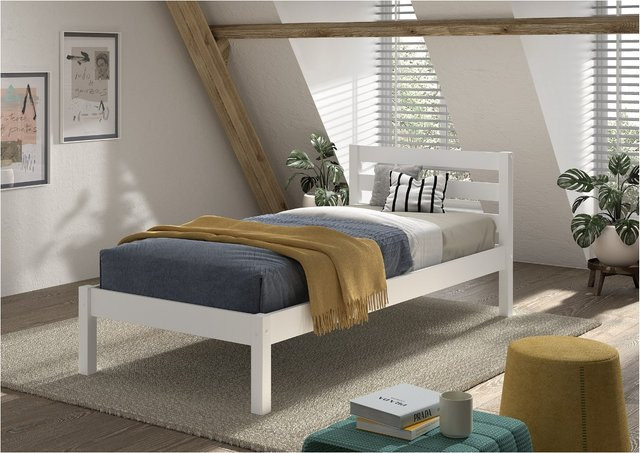 Einzelbett Pino von vipack aus Kiefer, Weiß lackiert, B/T/H: 90 x 200 x 283 cm - Bild 1