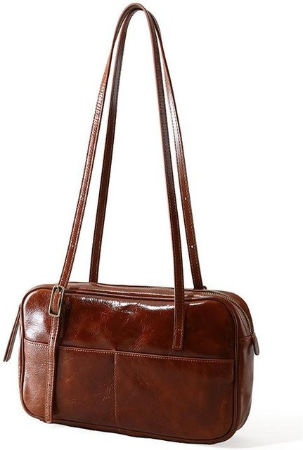 JMG Bags Schultertasche Pilotölwachsleder, braun, Damen - Bild 1