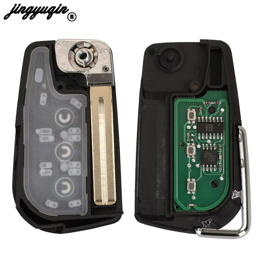 Jingyuqin Flip Remote Autoschlüssel Fob 433 MHz 4D67 Chip mit 2 oder 3 Tasten für Toyota Lexus Prado 120 RAV4 Kluger in Schwarz FCC ID: 50171 - Bild 4