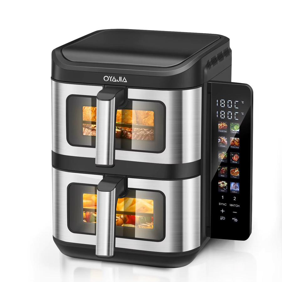 Oyajia XXL Heißluftfritteuse mit Doppelkammer, 11 Liter, Edelstahl, Silber/Schwarz, 2800W mit digitalem Farb-Touch-Display und Timer - Bild 9