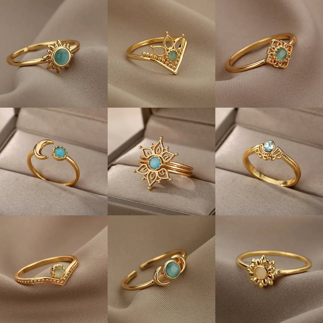 GATTVICT Ring, Edelstahl, Opal, Gold, Damen - Bild 1