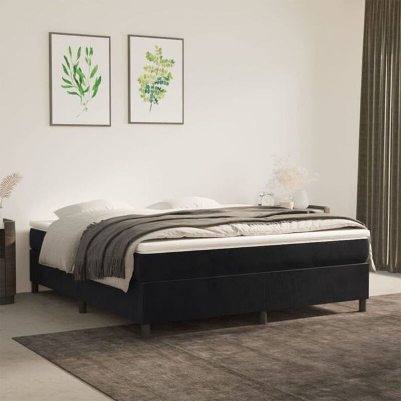 Vidaxl Boxspringbett mit Matratze in Schwarz aus Samt, B/T/H: 160 x 200 x 35 cm - Bild 1