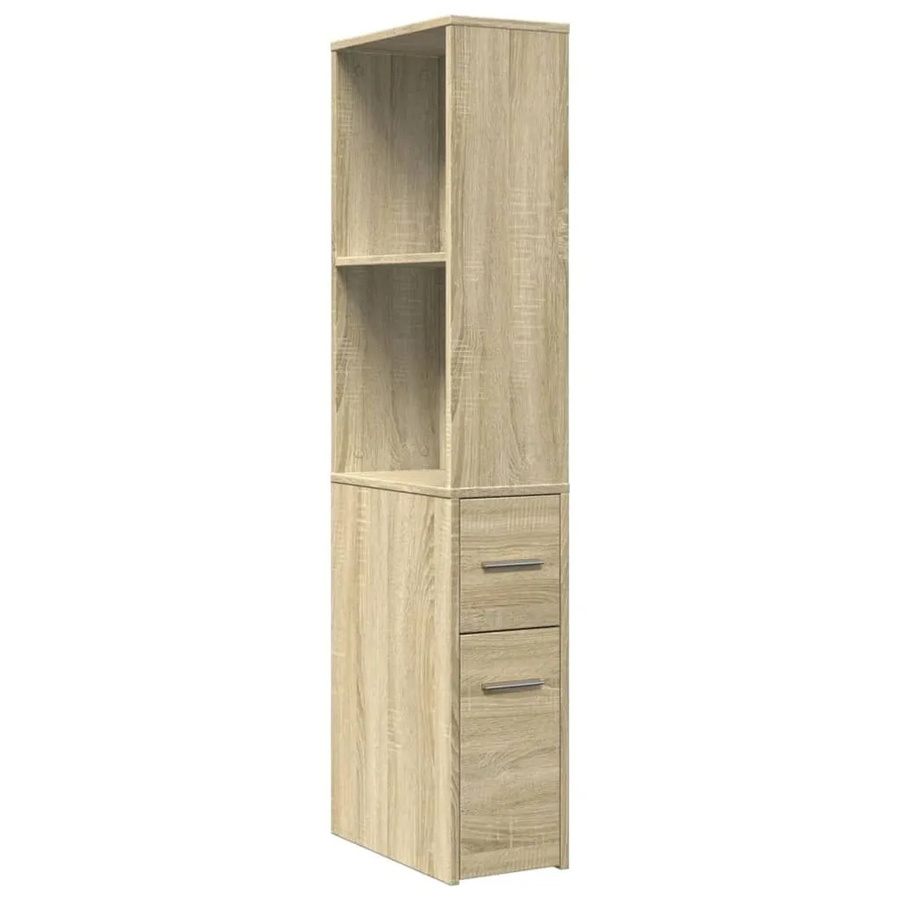 vidaXL Badschrank schmal mit Rollen in Sonoma-Eiche, braun, H: 135,0 cm, B: 41,0 cm, T: 22,0 cm - Bild 2