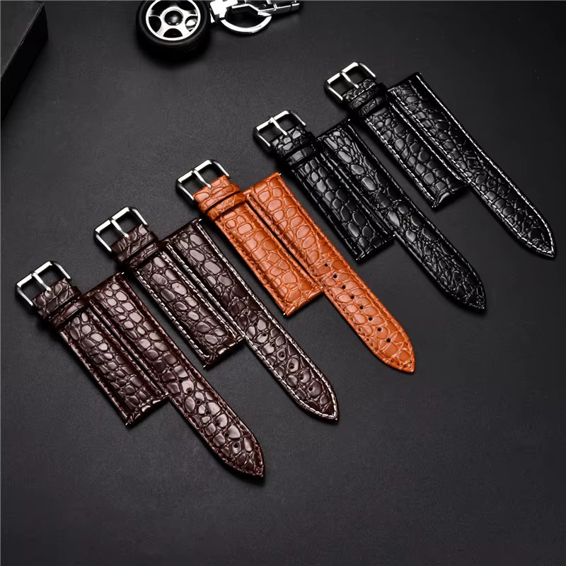 Luffyte Uhrenarmband Leder, Krokodilleder-Design, Schwarz, Herren - Bild 1