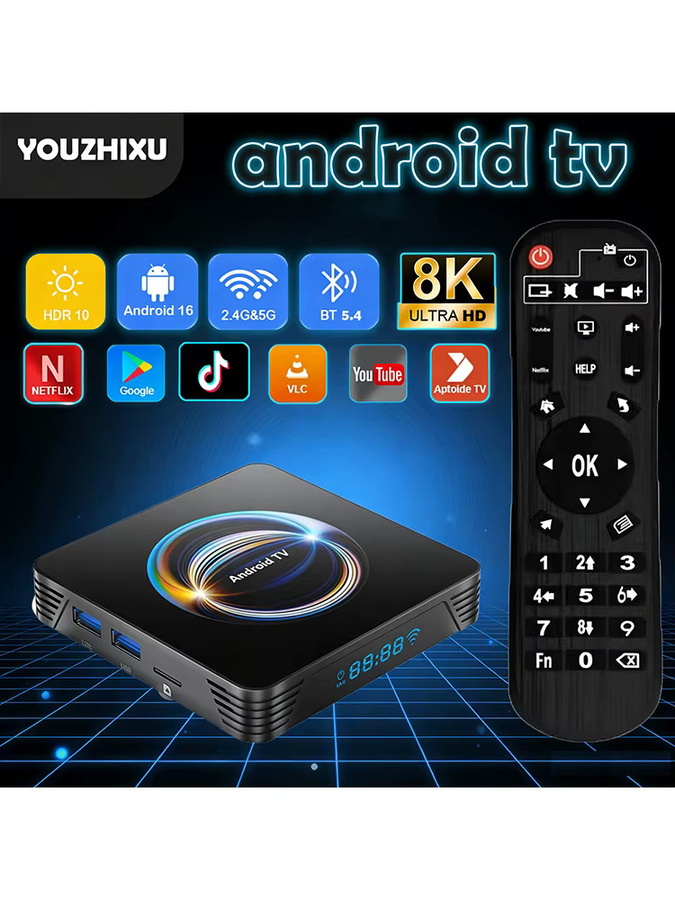 Smart Android 16 TV-Box X66 Media Streamer mit RK3528, Google-zertifiziert für Netflix, Dual-WLAN und Bluetooth, Farbe: Schwarz - Bild 4
