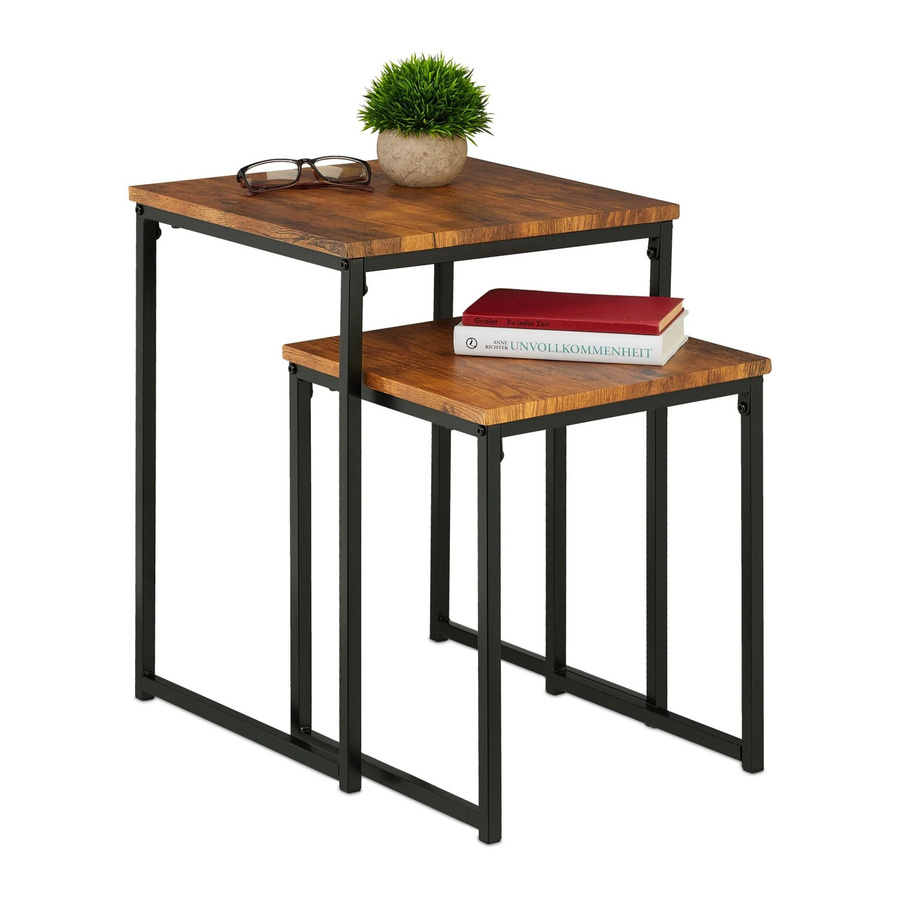 Relaxdays Beistelltisch 2er Set aus Eisen und MDF in verschiedenen Farben, B/T/H: 40 x 40 x 54 cm - Bild 2