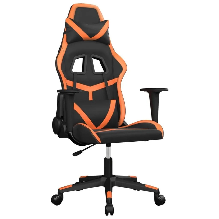 vidaXL Gaming-Stuhl mit Massagefunktion in Schwarz und Orange aus Kunstleder - Bild 2