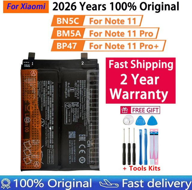 Xiaomi Ersatz-Handy-Akku BN5C für Poco M4 Pro 5G, Redmi Note 11S sowie BM5A für Redmi Note 11 Pro und BP47 für Redmi Note 11 Pro+ in Schwarz - Bild 1