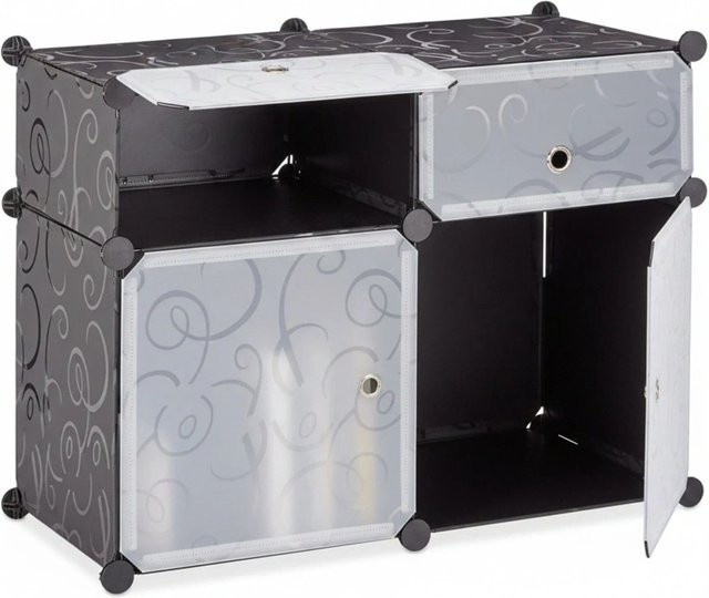 Relaxdays Regalsystem mit 4 Fächern aus Kunststoff in Schwarz, B/T/H: 56 x 37 x 74,5 cm - Bild 1