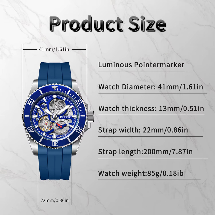 Deesio Armbanduhr, Automatik, Edelstahl, Saphirglas, 41 mm, Herren - Bild 6