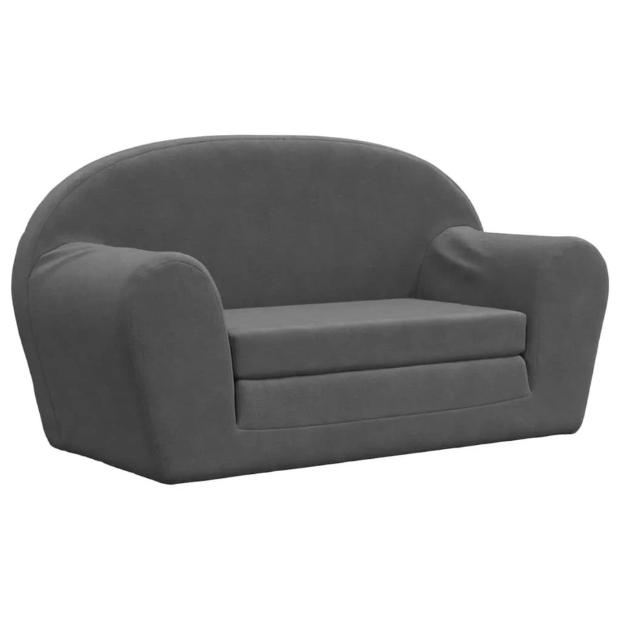 vidaXL Kinder-Schlafsofa 2-Sitzer aus weichem Plüsch in Anthrazit B/T/H: 84 x 34 x 45 cm - Bild 2