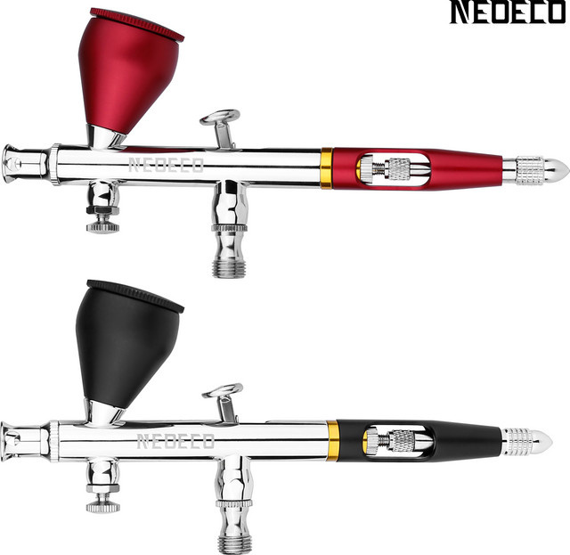 NEOECO NCT-SJ83 Dual Action Airbrush mit 9cc Fluid Cup und Quick Remove Cap Design in Silber für Modellbau und Cake Design - Bild 1