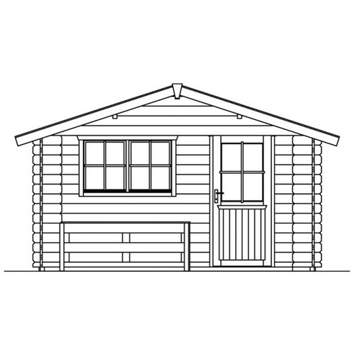 Skan Holz Gartenhaus Alicante 1 in Natur und Beige mit Vordach und überdachter Außenfläche B/H/T: 420 x 258 x 513 cm - Bild 3
