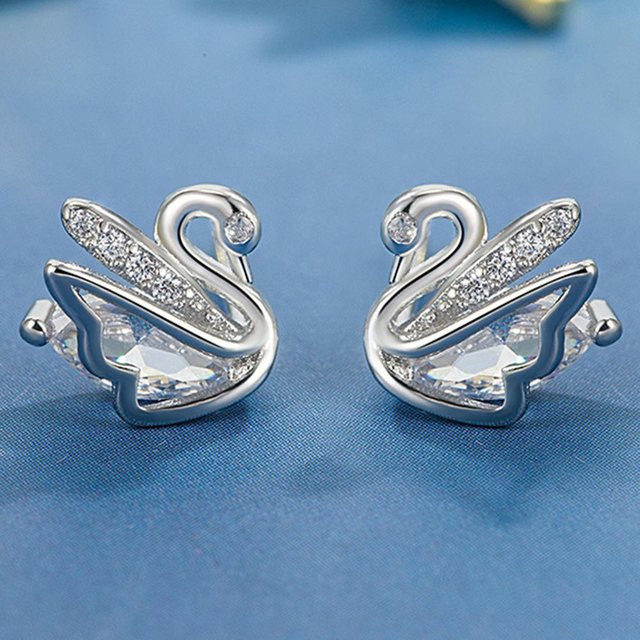 Lucky Star Jewelry Schwanenohrstecker, Kupfer, Zirkonia, Kristall, Damen - Bild 1