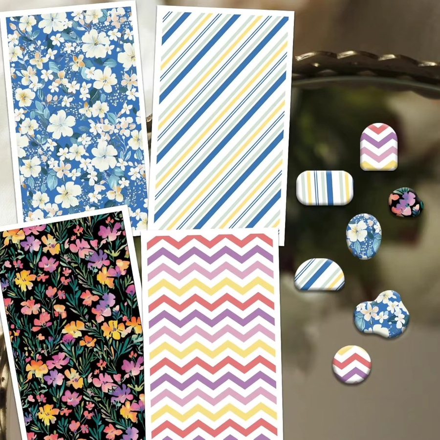 24 Stück Buntes Blumen-Ton-Transferpapier mit 4 Designs für Polymer-Streifen und Polymer-Ton-Transferblätter - Bild 3