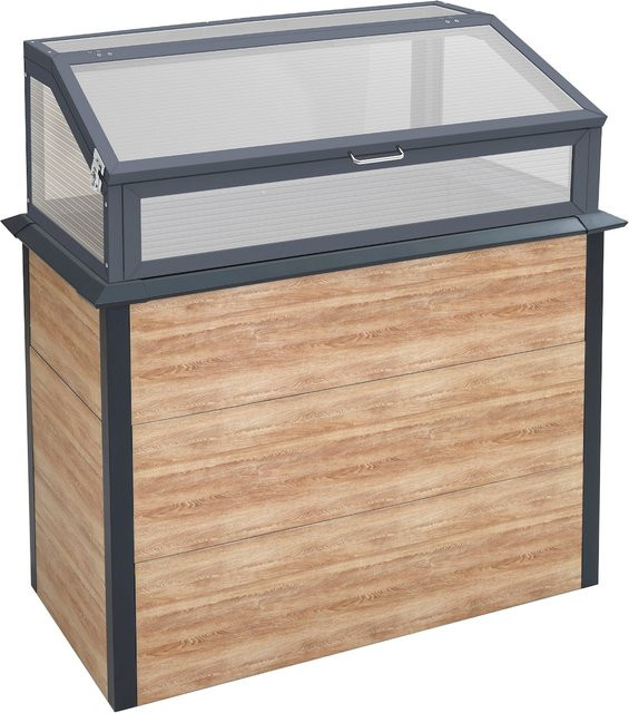 Westmann Metallhochbeet Primus-Multi Plus M mit Frühbeetaufsatz in Holzoptik Anthrazit B/T/H: 100 x 50 x 113 cm - Bild 1