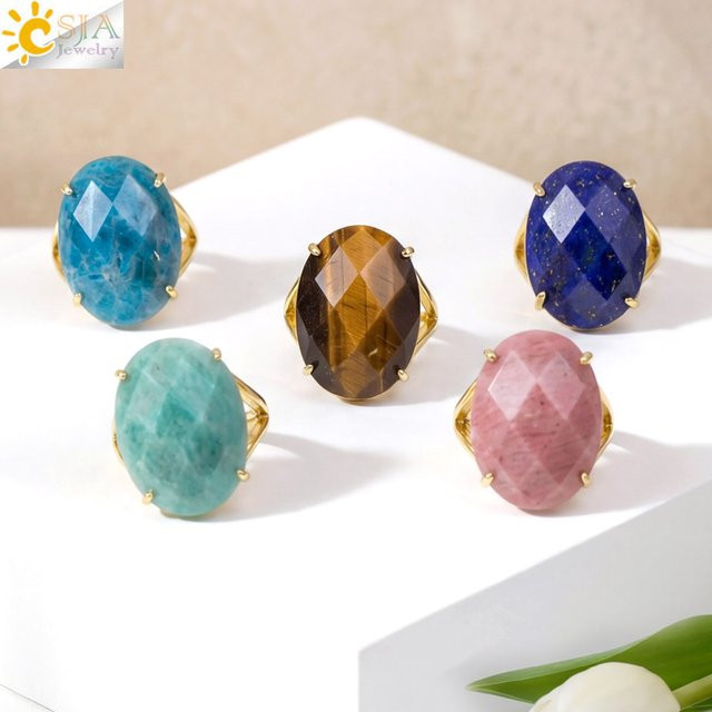 CSJA Ring, Naturstein, Kristall, Damen, verstellbar - Bild 1
