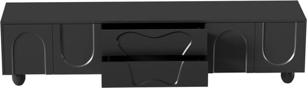 okwish TV Schrank in Schwarz mit Holzbeinen und minimalistischem Design, B/T/H: 180 x 40 x 42 cm