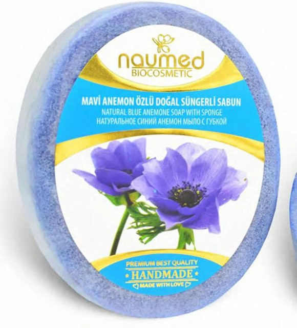 NAUMED Blue Anemon Schwammseife mit Aloe Vera, 135g - Bild 1