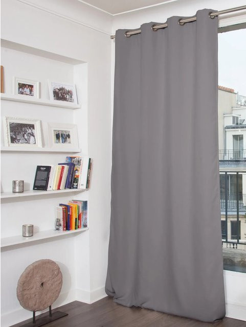 Moondream Wärmeschutzvorhang als Ösenschal in Mittelgrau, thermoisolierend und verdunkelnd, Höhe: 260 cm, Breite: 145 cm - Bild 1