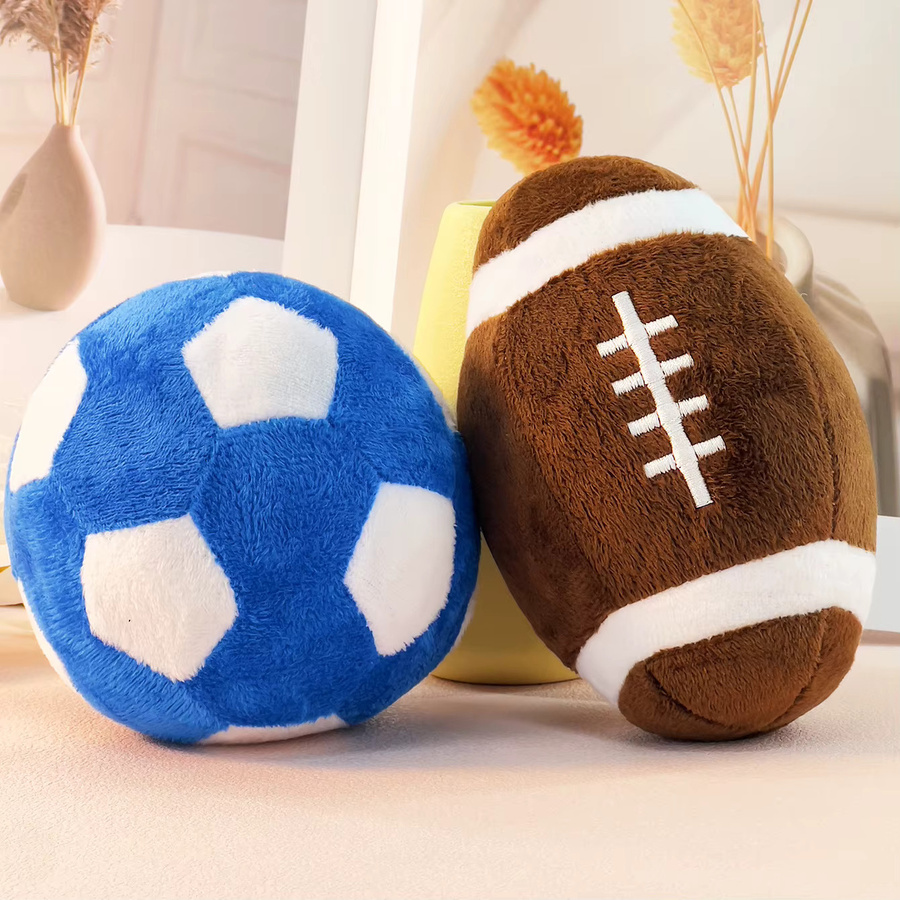 Quietschendes Fußball- & Rugby-Hundespielzeug, Interaktives Welpentraining-Kauspielzeug - Bild 3
