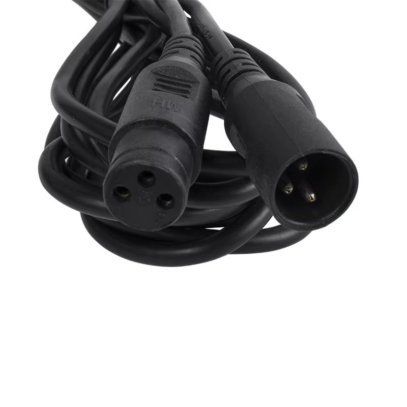 SHEHDS 4er Set 3-poliges DMX512 Signalverbindungs-Kabel aus Gummi in Schwarz für Par-Licht und DJ-Disco-Licht - Bild 4